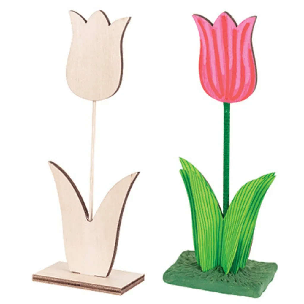 Wooden Tulip on Stand Pack of 10
